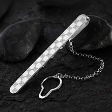 Carica l&#39;immagine nel visualizzatore di Gallery, Sterling - Fermacravatta a scacchiera da uomo, in argento 925