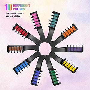 Capelli gesso pettine, 10 Colori Gessetti per temporanea 10pack - Ilgrandebazar
