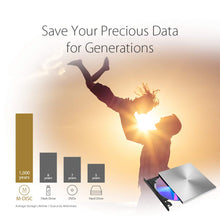 Carica l&#39;immagine nel visualizzatore di Gallery, Asus Masterizzatore Esterno ZenDrive U9M TYPE C, Ultra Slim 8x, Argento - Ilgrandebazar