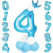 Carica l'immagine nel visualizzatore di Gallery, GeeRic Foil Palloncini Numeri 4 Blu, 40'' Gigante Numero Palloncino 4, Blu