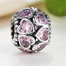 Carica l&#39;immagine nel visualizzatore di Gallery, Charm in argento Sterling 925 con doppia fila di cuori zirconia cubica,... - Ilgrandebazar