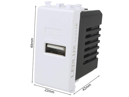 LEDLUX LL511W Modulo Caricatore USB 5V 2,1A Compatibile Con Placca Vimar... - Ilgrandebazar
