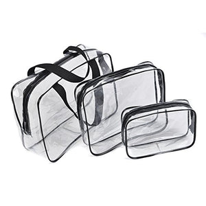 Txian - Set con 3 beauty case trasparenti in PVC, impermeabili, Black - Ilgrandebazar