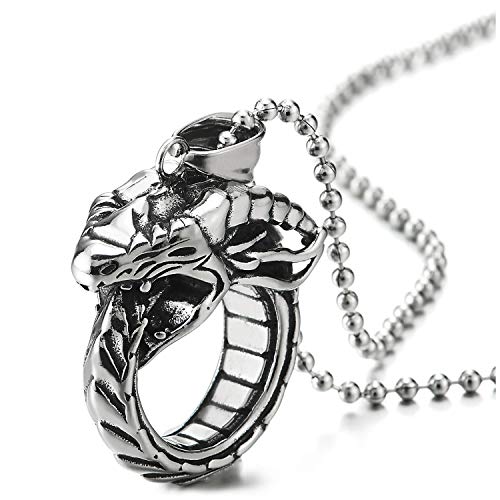 COOLSTEELANDBEYOND Annata Drago Scaglia Arrotolato Anello Ciondolo, Uomo... - Ilgrandebazar