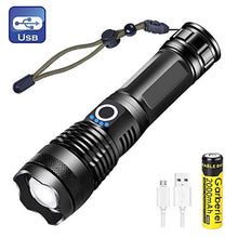 Carica l'immagine nel visualizzatore di Gallery, Torcia LED USB Ricaricabili, Potente 4000 Lumen XHP50 Militare...