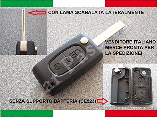 COVER CHIAVE GUSCIO CITROEN C2 C3 C4 C5 PICASSO 2 TASTI PEUGEOT 107 206 207...