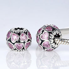 Carica l&#39;immagine nel visualizzatore di Gallery, Charm in argento Sterling 925 con doppia fila di cuori zirconia cubica,... - Ilgrandebazar