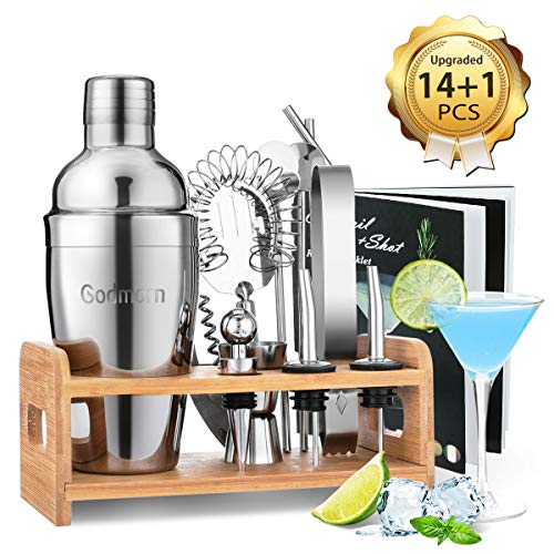 Godmorn Cocktail Shaker Set,14 + 1 Pezzi Kit da Barman in Acciaio Inox,Set... - Ilgrandebazar