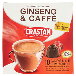 Crastan Capsule Compatibili 10 Unità (Confezione da 10), Ginseng & Caffè