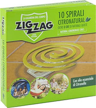 Carica l'immagine nel visualizzatore di Gallery, Zig Zag, Spirali Citronatural, Naturali senza insetticida per esterno, durata 8 ore, all'olio essenziale di citronella, confezione da 10 spirali