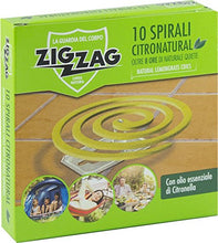 Carica l'immagine nel visualizzatore di Gallery, Zig Zag, Spirali Citronatural, Naturali senza insetticida per esterno, durata 8 ore, all'olio essenziale di citronella, confezione da 10 spirali