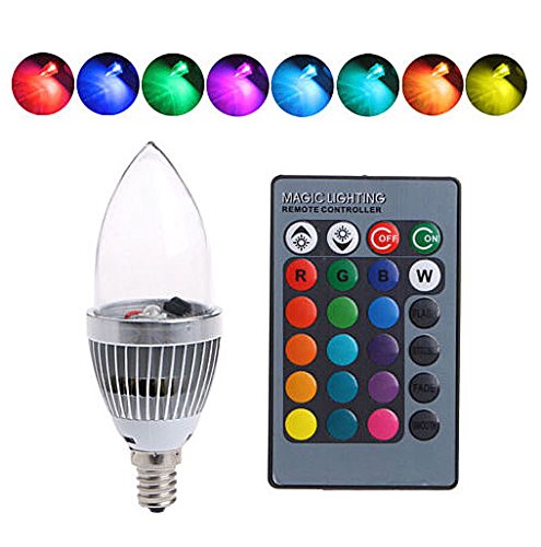 E14/E12 Lampadina LED 3W RGB 16 Colori Cambiano Candela Luci Luce con E14 - Ilgrandebazar