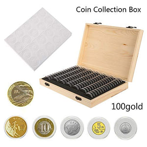 DWDMZ - Scatola in Legno per Collezione di Monete, 100 Pezzi, Contenitore... - Ilgrandebazar