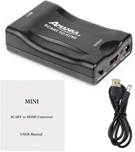 Carica l'immagine nel visualizzatore di Gallery, AMANKA Convertitore da SCART a HDMI Adattatore Audio Stereo HD Video Composito per SKY HD Blu Ray DVD TV PS3 con USB Cavo, Nero