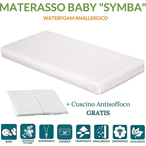 EVERGREENWEB Materasso Lettino o Culla 60x120 per Bambini 60 x 120 cm, Bianco