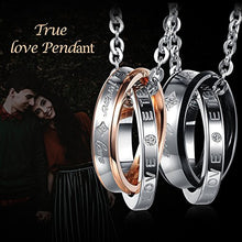 Carica l&#39;immagine nel visualizzatore di Gallery, Flongo coppia collana amante regalo per donna uomo anelli interblocco Black - Ilgrandebazar