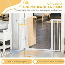 Carica l'immagine nel visualizzatore di Gallery, PawHut Cancelletto per Cani Estensibile con Porta a Chiusura Automatica, in Metallo e ABS, 75-131x76 cm, Bianco