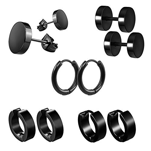 Orecchini da uomo in acciaio (5 paia) unisex, set ipoallergenico donna in...