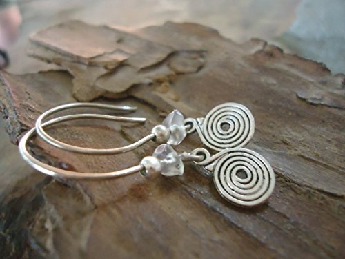 SPIRALE circolare e cristallo naturale - orecchini - Ilgrandebazar