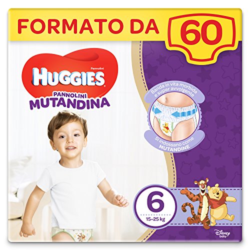 Huggies Pannolino Mutandina, Taglia 6 (15-25 Kg), 2 Pacchi da 30 6 Kg)
