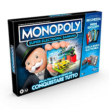 Carica l&#39;immagine nel visualizzatore di Gallery, Hasbro Monopoly Super Electronic Banking, Gioco in Scatola, Variante con Carte di Credito e Spazi Aerei, Include Lettore Elettronico Hasbro Gaming, per Famiglie e Bambini da 8 Anni in su