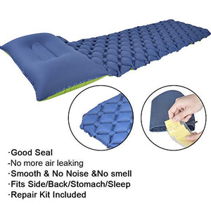 Materassino da Campeggio Gonfiabile,190x56x6cm (0.5kg) Verde Blu Navy 200cm
