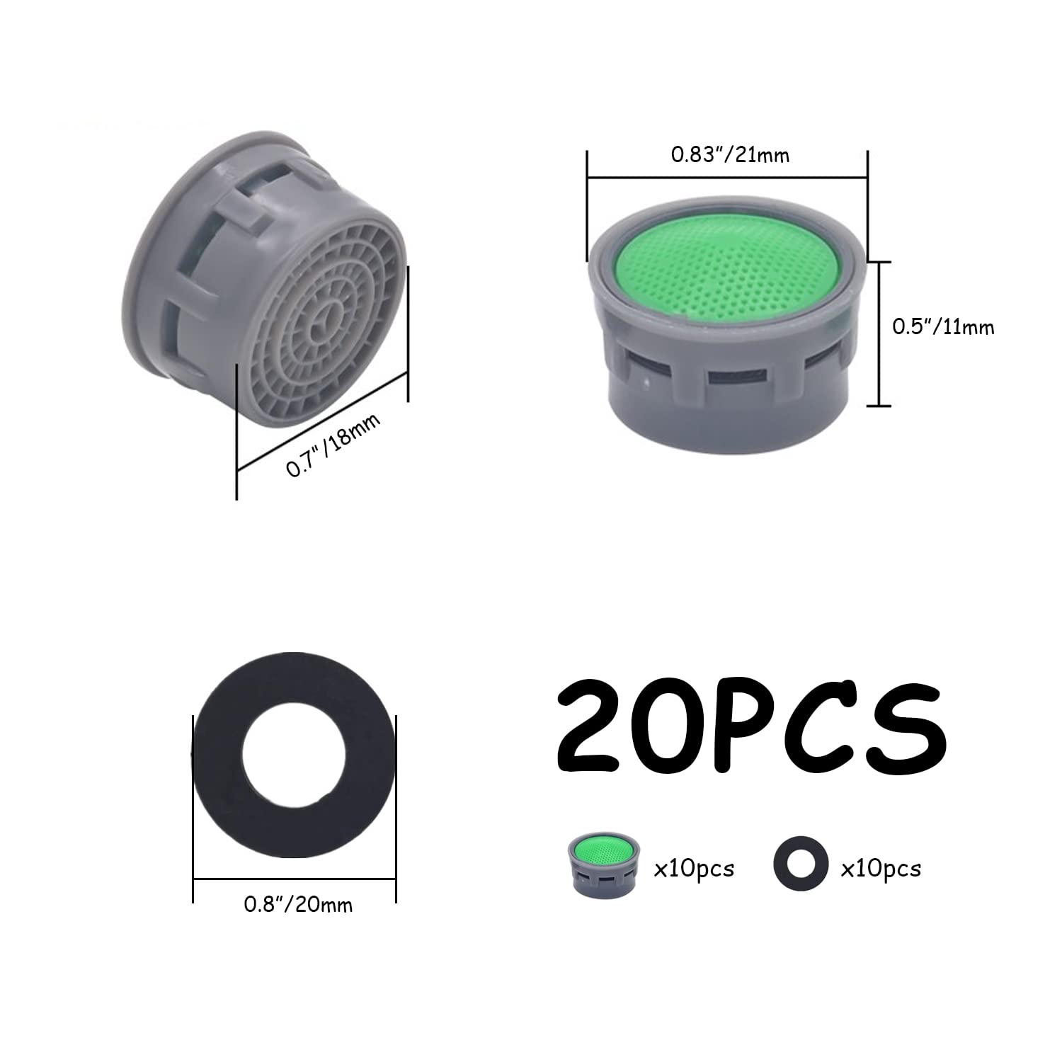 20 Aeratori Per Rubinetti Con Guarnizioni - Limitatori Flusso Per Bagno E Cucina - Foto 4