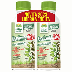 Albagarden - Diserbante Totale Glifosate Gliphogan Top Erbicida Per Diserbo Erbacce Ad Azione Disseccante Seccatutto Disserbante Per Gramigna A Base di Glifosato Glyphosate Libera Vendita 2 x 500 Ml