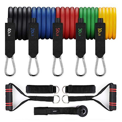 Set Fasce Di Resistenza Per Allenamento – 5 Livelli (10-50 Lbs), Con Accessori Per Pilates, Forza E Casa