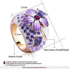 Carica l'immagine nel visualizzatore di Gallery, Yoursfs Anello Fiore viola fantasia ampio 18 K Placcato Oro solitarie in... - Ilgrandebazar