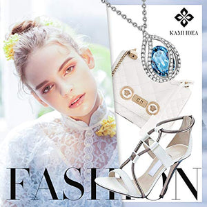 Kami Idea Collana, Chiaro di Luna, Placcato in Platino, Cristallo Blu Collana - Ilgrandebazar