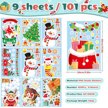 Carica l&#39;immagine nel visualizzatore di Gallery, COZII Vetrofanie Natalizie per Finestre 101 Pezzi - 9 Fogli Adesivi Natalizi per Finestre, Addobbi Natalizi Riutilizzabili, PVC Adesivi Statici Rimovibile, Festa Natale Decorazioni