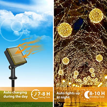 Carica l'immagine nel visualizzatore di Gallery, Luci Solari Esterno [3 Pacchi] 36m 360 LED Catena Luminosa Esterno Filo Luci Led Caldo Bianco 8 modalità Lucine da Esterno Decorative Per Matrimonio, Giardino, Natale, Patio Luci Decorative