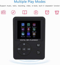 Carica l&#39;immagine nel visualizzatore di Gallery, Lettore Musicale MP3 MP4, Lettore HiFi con Schermo a Colori Portatile Leggero e Sottile Lettore Musicale MP3 MP4 Pulsante Rotondo USB2.0(黑色)