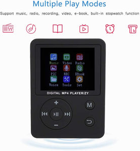 Lettore Musicale MP3 MP4, Lettore HiFi con Schermo a Colori Portatile Leggero e Sottile Lettore Musicale MP3 MP4 Pulsante Rotondo USB2.0(黑色)