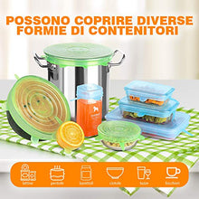 Carica l'immagine nel visualizzatore di Gallery, Modohe Coperchi in Silicone Elastici, Coperchi per Alimenti in Silicone Riutilizzabili Pacco da 13 Pezzi, Coperchi Espandibili Rettangolari &amp; Rotondi per l'Utilizzo in Microonde e Freezer