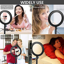 Carica l&#39;immagine nel visualizzatore di Gallery, UFLIZOGH Luce ad Anello Led Dimmerabile 10&quot; con Stativo Treppiede per Selfie...