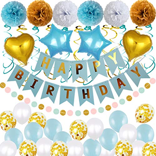 Decorazioni di Compleanno Set Forniture per Feste, striscioni Buon Blu