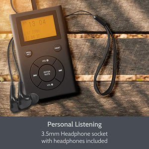 Radio DAB/DAB+ e FM Portatile Ricaricabile con Cuffie, Radiolina Portatile...