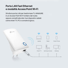 Carica l&#39;immagine nel visualizzatore di Gallery, TP-Link TL-WA850RE Ripetitore Wireless Wifi Extender e Access Point, Velocità Single Band 300Mbps, Porta LAN, Potenzia la tua copertura Wi-Fi, Compatibile con tutti i modem router wifi, Bianco