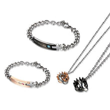 Carica l&#39;immagine nel visualizzatore di Gallery, Flongo Coppia Bracciali Braccialetto Lui &amp; Lei, His Con Collane C - Ilgrandebazar