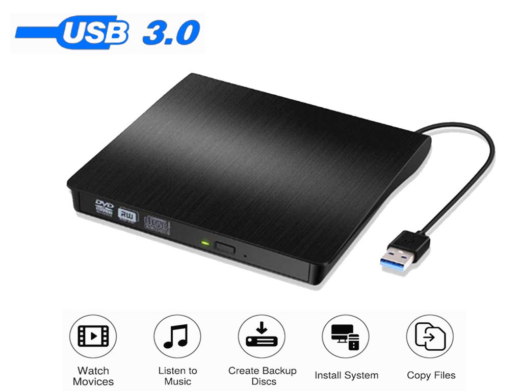 Externo DVD CD Esterno, External Dvd Player USB 3.0 Burner DVD/CD Nero - Ilgrandebazar