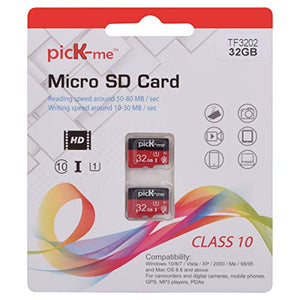 picK-me Scheda di Memoria 32G Flash TF Classe 10, 80MB/S, 32GB, 2 PCS
