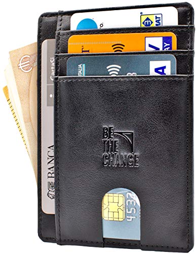 Portafoglio Uomo Piccolo Sottile - Mini Porta Carte Credito Pelle con...