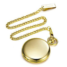 Carica l&#39;immagine nel visualizzatore di Gallery, TREEWETO Orologio da tasca unisex con catena, analogico, Golden057 - Ilgrandebazar