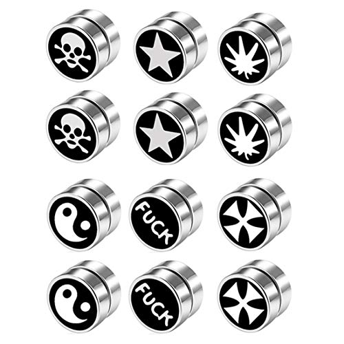 Flongo 6 Paia 1CM Orecchini Punk Magnetici Unisex, senza buco, in... - Ilgrandebazar