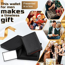 Carica l'immagine nel visualizzatore di Gallery, TEEHON® Portafoglio Uomo RFID Blocking Pelle Carbonio con 11 Porta Carte di Credito, 2 Finestra ID, Portamonete Cerniera, 2 Scomparti Banconote, Portafogli Uomo Trifold Verticale - Nero e Arancione