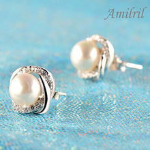 Carica l&#39;immagine nel visualizzatore di Gallery, Orecchini con Perle D’acqua Dolce, Amilril Argento Sterling 925 5A Style1