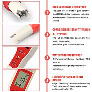 PH Meter digitale con ATC,4 in 1 TDS EC Temp - 0,01 Risoluzione 0-14pH 02