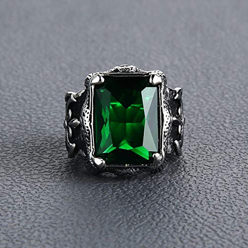 Anello Uomo In Acciaio Inossidabile Con Agata Verde | 2 Pezzi, Regolabile, Ipoallergenico, Idee Regalo Per Uomini